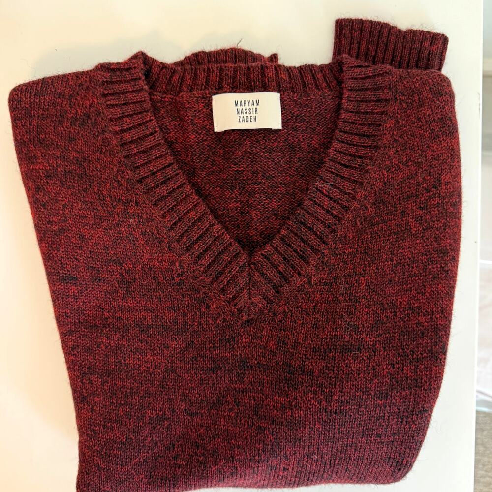 MARYAM NASSIR ZADEH – Annora Sweater Merlot Maroon - Large (New) - Picture 2 of 9